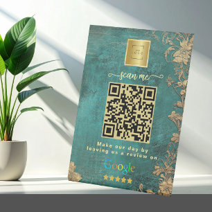 Green Google Reviews Business Link QR Code Pedestal Sign