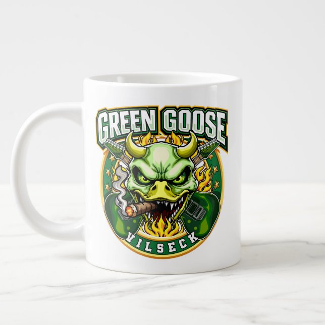 Green Goose Skull Vilseck  Large Coffee Mug (Left)