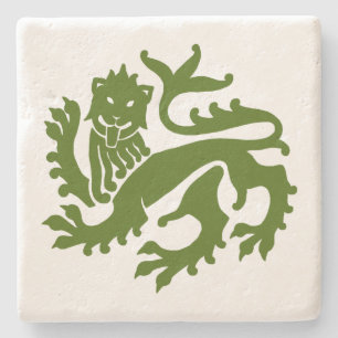 Green Gothic Revival Lion Marble Stone Coaster