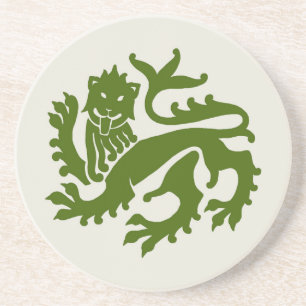 Green Gothic Revival Lion Sandstone Coaster