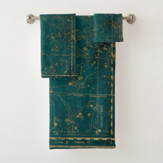 Green Gothic Star Map Bath Towel Set