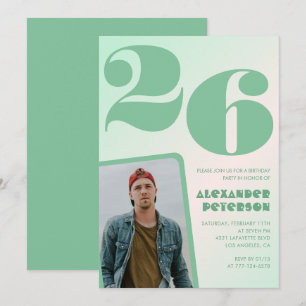 Green gradient 26th birthday invitations Boy Photo