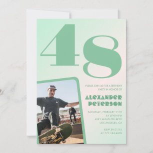 Green gradient 48th birthday invitations Boy Photo