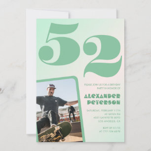 Green gradient 52nd birthday invitations Boy Photo