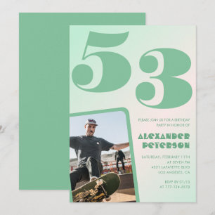 Green gradient 53rd birthday invitations Boy Photo