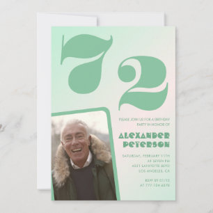 Green gradient 72nd birthday invitations Boy Photo