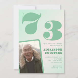 Green gradient 73rd birthday invitations Boy Photo