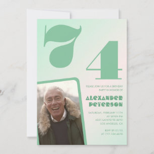 Green gradient 74th birthday invitations Boy Photo