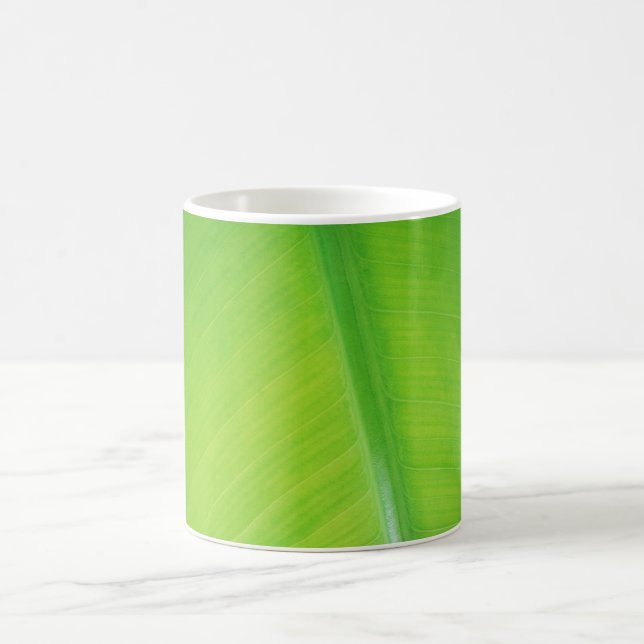 Green gradient Banana leaf texture pattern name Coffee Mug (Center)