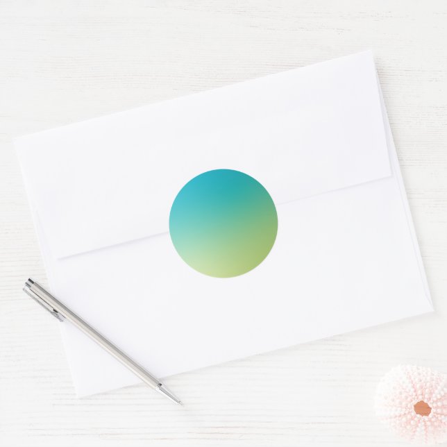 Green Gradient Circle Vignette Abstract Design Classic Round Sticker (Envelope)
