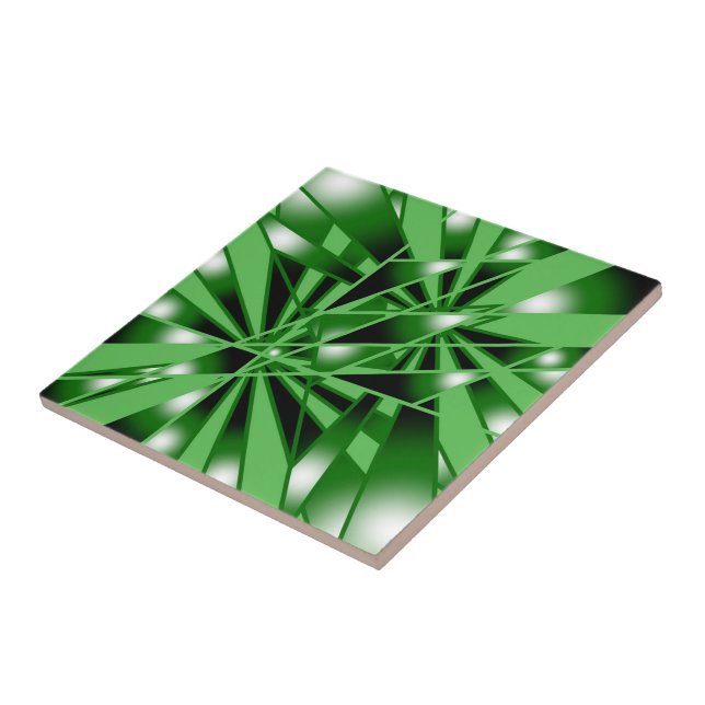 Green Gradient Colour Fill Art Perspective Drawing Ceramic Tile (Side)