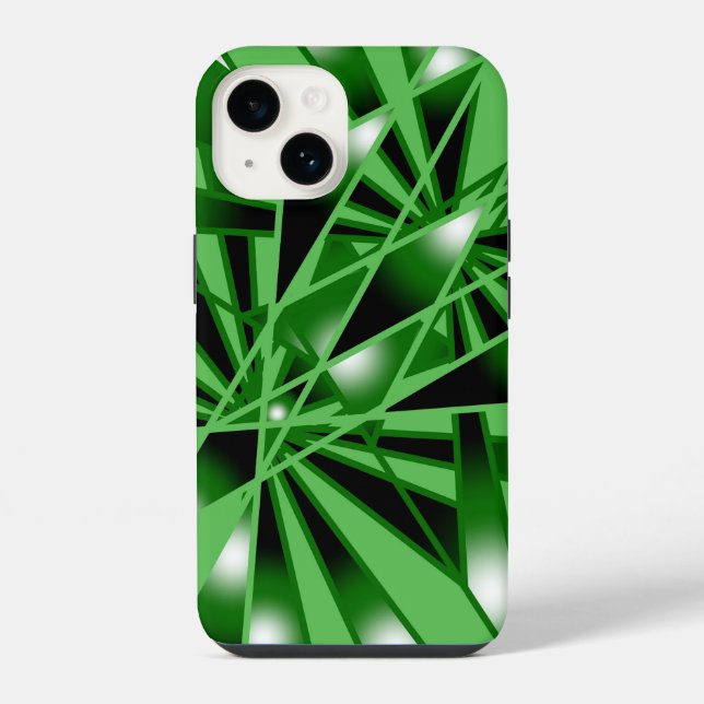 Green Gradient Colour Fill Art Perspective Drawing iPhone Case (Back)