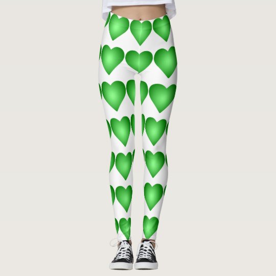 Green Gradient Hearts Leggings