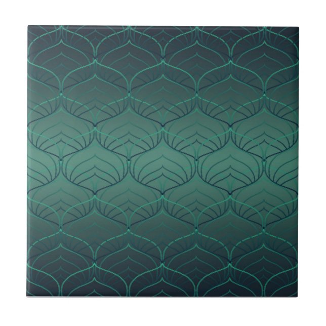Green gradient in art deco style. ceramic tile (Front)
