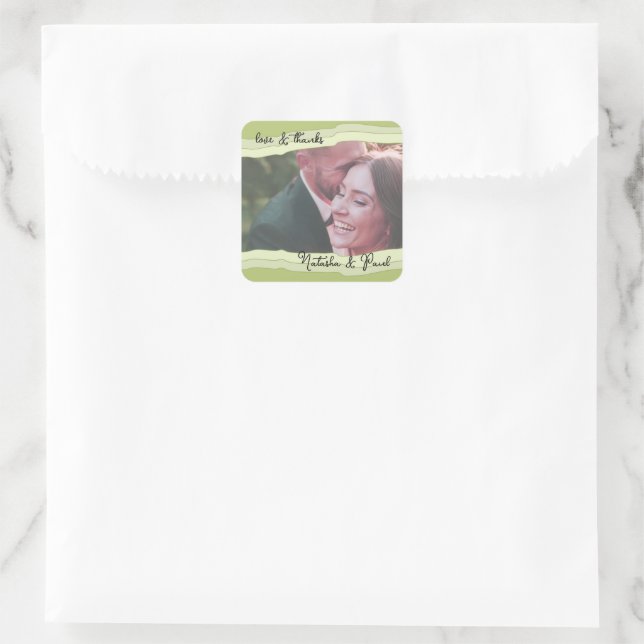Green Gradient Mountain Modern Wedding Gift  Square Sticker (Bag)