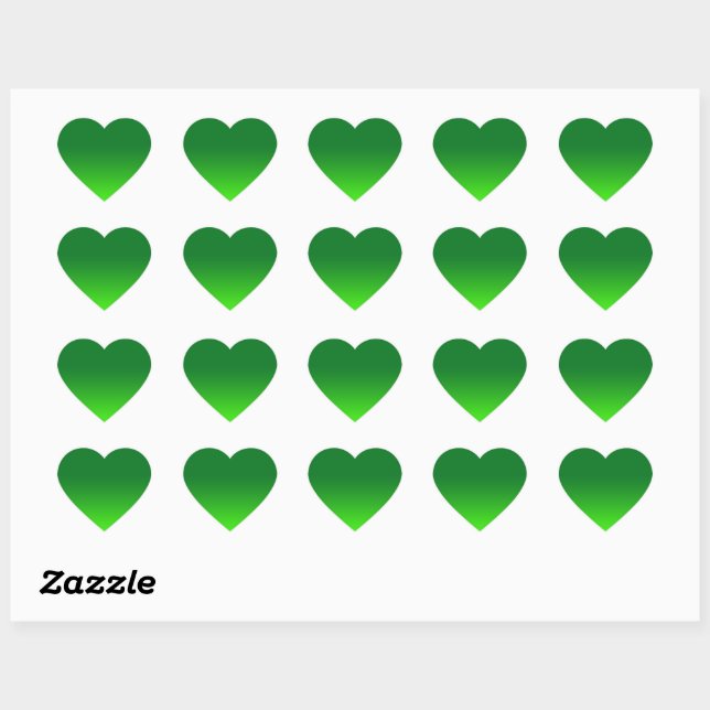 Green Gradient Ombre Vivid Modern Simple Heart Sticker (Sheet)
