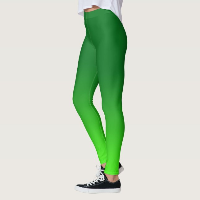 Green Gradient Ombre Vivid Modern Simple Leggings (Left)