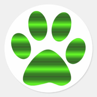 Green Gradient Paw Print Classic Round Sticker