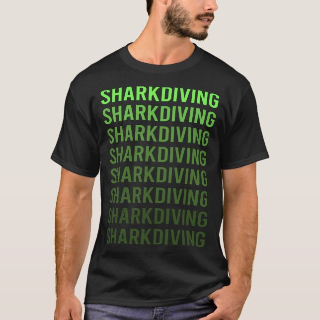 Green Gradient Shark Diving Diver T-Shirt (Front)