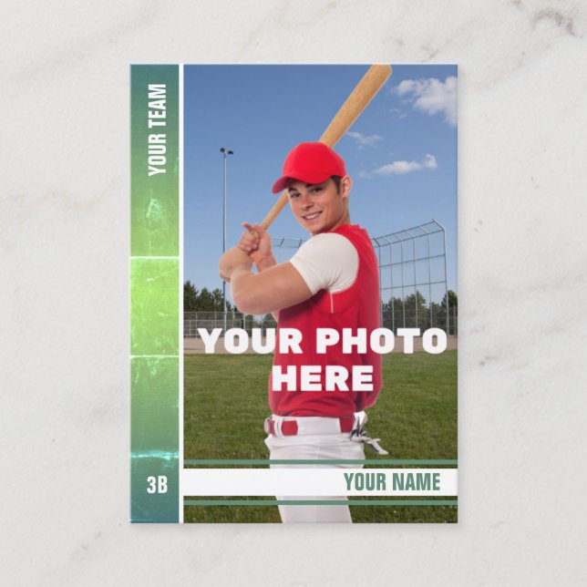 Green Gradient Stripe Baseball Trading Card  (Front)
