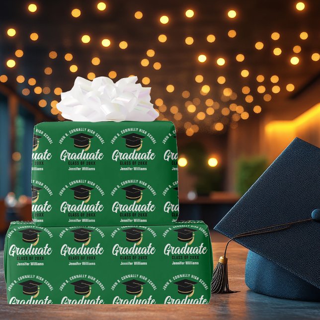 Green Graduate Customisable Graduation Wrapping Paper (Creator Uploaded)
