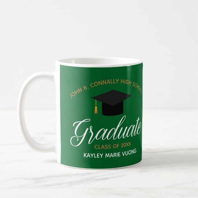 Green Graduate Customised Graduation Coffee Mug (Left)