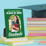 Green Graduate Modern Arch 2024 Graduation Photo Plaque<br><div class="desc">This modern green and white custom senior graduate photo plaque features your high school or college name for the class of 2024. Customise with your name under the chic,  bold handwritten script and trendy arch for great personalised graduation party decor.</div>