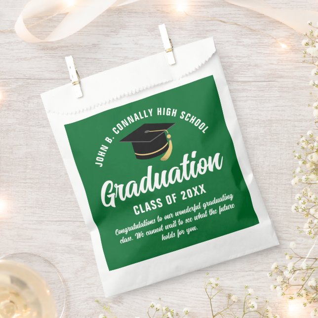 Green Graduate Modern Custom Graduation Party Favour Bag (Clipped)