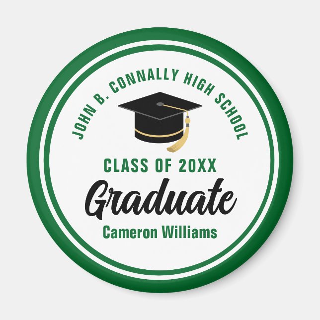 Green Graduate Personalised Graduation Keepsake Magnet (Front)