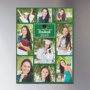 Green Graduate Photo Collage Graduation Magnet