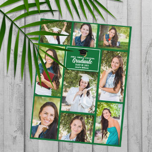 Green Graduate Photo Collage Modern Graduation Postcard