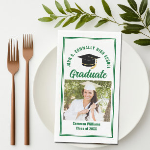 Green Graduate Photo Custom Graduation Party Napkin