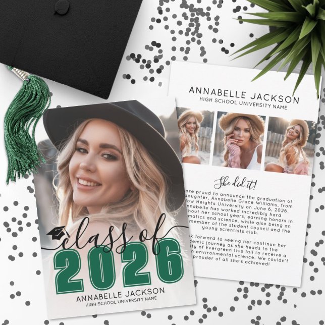 Green Graduate Photo Graduation Announcement (Green Graduate Photo Graduation Announcement )
