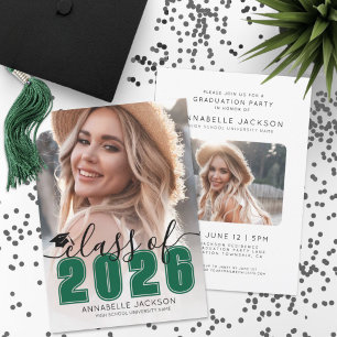 Green Graduate Photo Graduation Invitation