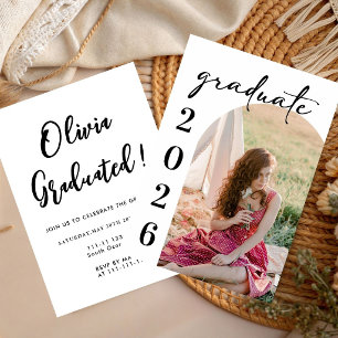  Green graduate photo  Graduation Party Class 26  Invitation