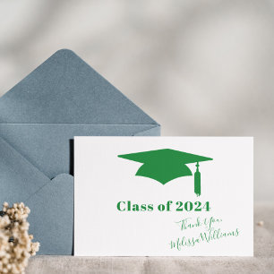 Green Graduation Cap - Graduate Thank You Postcard