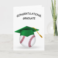 Green Graduation Cap On a Baseball