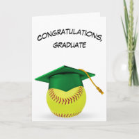 Green Graduation Cap On a Yellow Softball