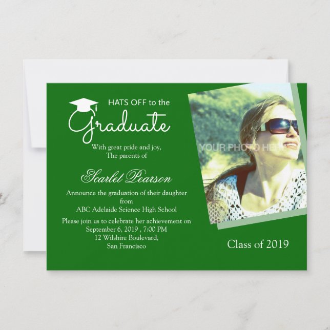 Green Graduation Celebration Invitation (Front)