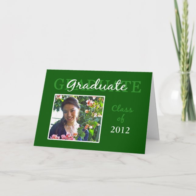 Green Graduation Congratulations Photo Card (Front)