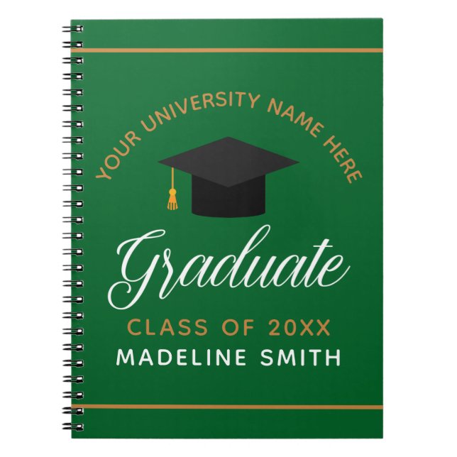 Green Graduation Custom Graduate Keepsake Notebook (Front)