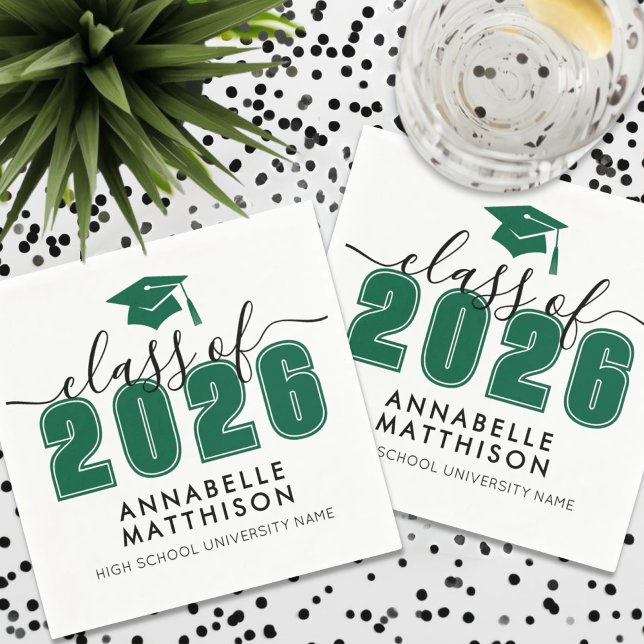 Green Graduation Napkin (Graduate Green Graduation Napkins)