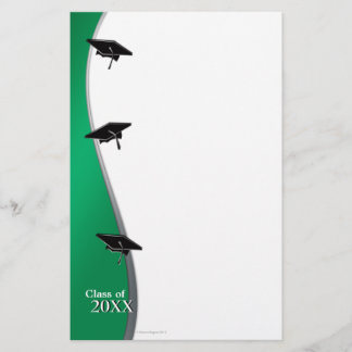 Green Graduation Note Paper Stationery