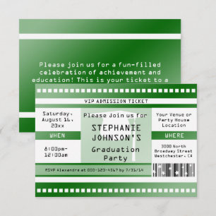 Green Graduation or Party Admission Ticket Invitation