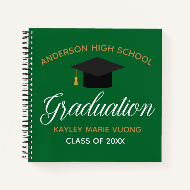 Green Graduation Party Autograph Keepsake Guest Notebook (Front)