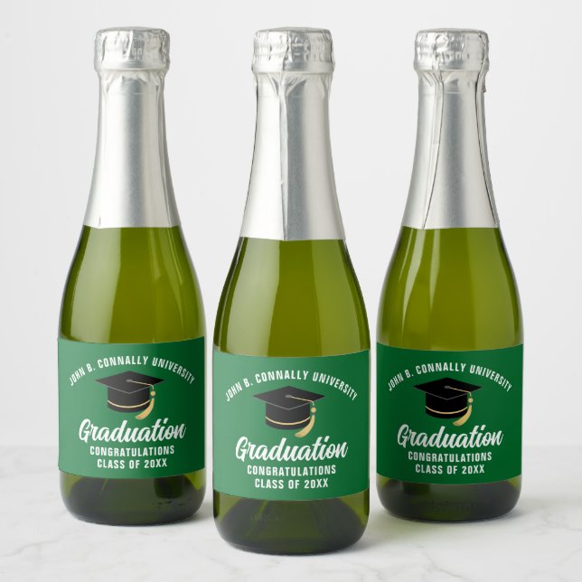 Green Graduation Party Custom Graduate Sparkling Wine Label (Bottles)
