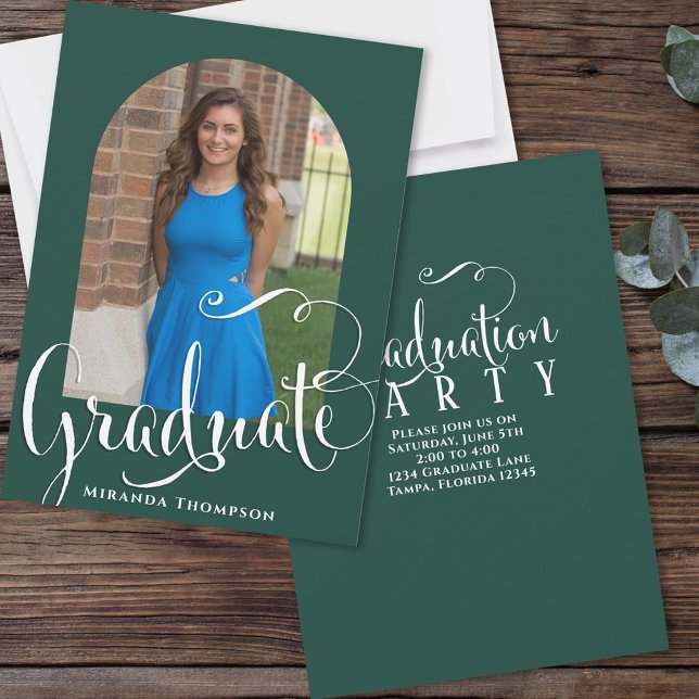 Green Graduation Party Custom Photo Invitation (Creator Uploaded)