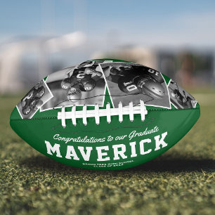 Green Graduation Photo Football Keepsake Gift