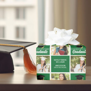 Green Graduation Photo Personalised Graduate Wrapping Paper