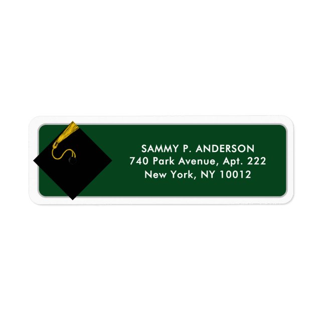 Green Graduation Return Address Labels (Front)